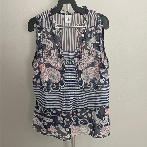 CAbi Tops - CAbi Blue and White Paisley Blouse